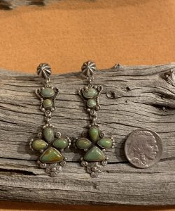 Stunning Green Turquoise Earrings set in Sterling Silver